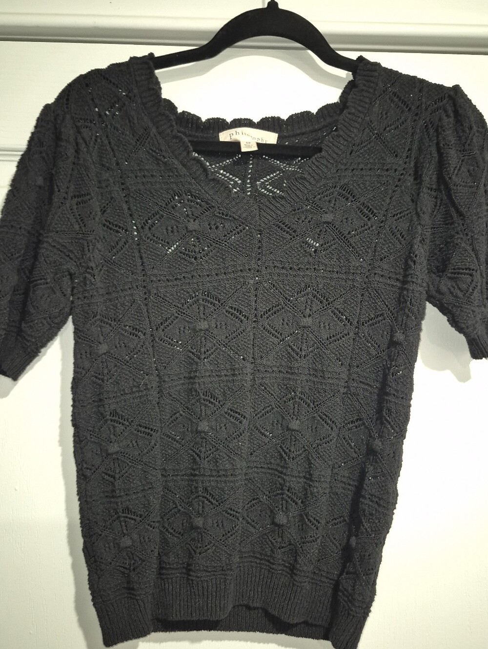 Sezane inspired Crochet Black Top